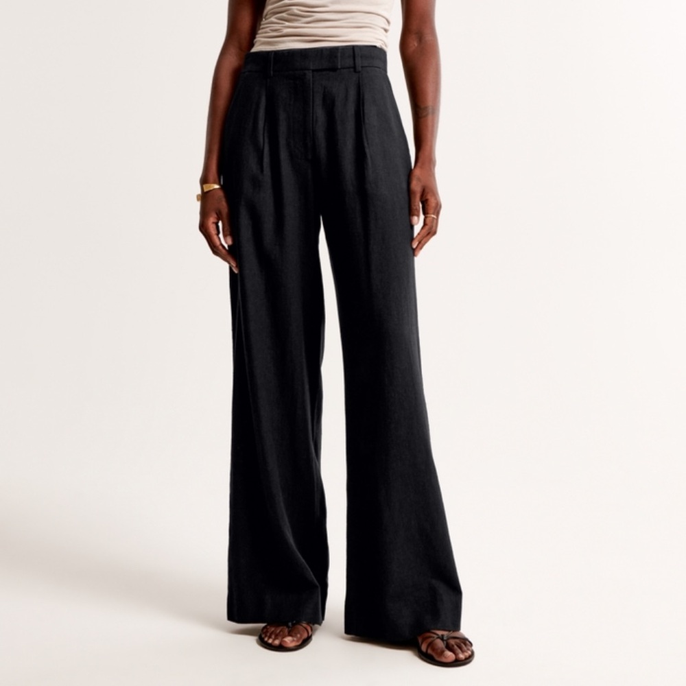 ABERCROMBIE Linen Trousers Pants in Navy
